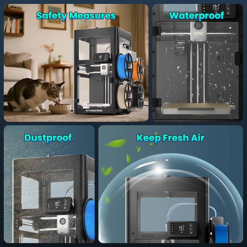 FLASHFORGE AD5X 3D Printer Enclosure Kit,Waterproof,Dustproof,Noise Reduction,Constant Temperature and Odor Isolation,Supports ASA,PC - Image 4